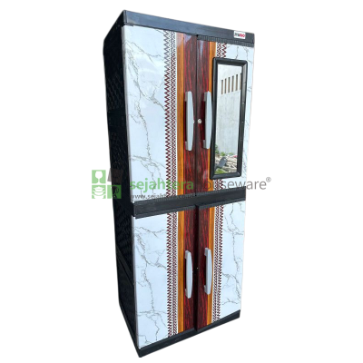 Lemari Studio 2P Motif Rak + Kaca