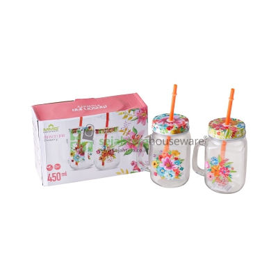 Gelas Set MJ-500 Flowery+Sedotan @2 bh