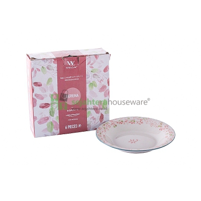Piring Porselen 9.25 In White Line Motif